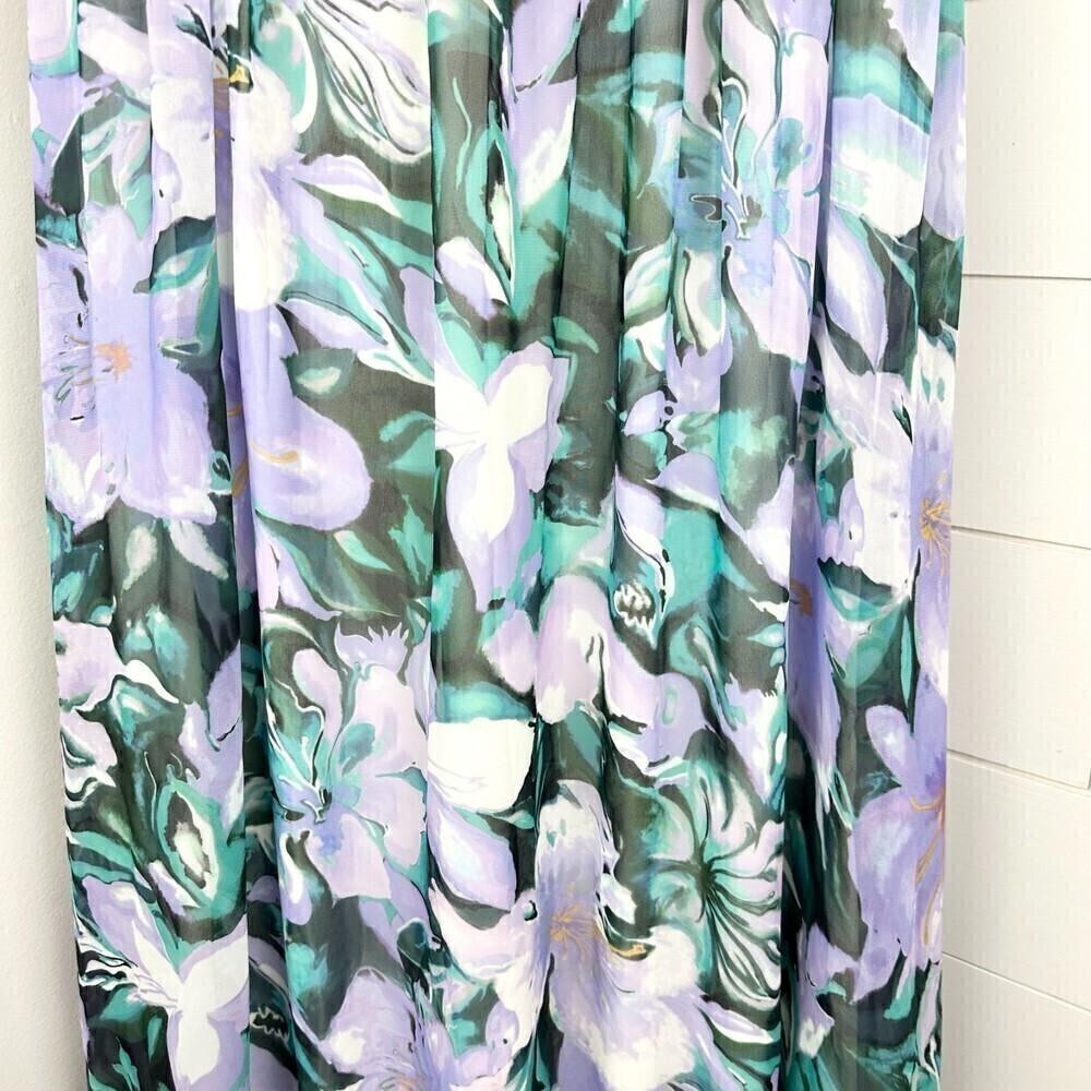Tadashi Shoji Floral Midi Dress - Blue and Lavender - Picture 10 of 14